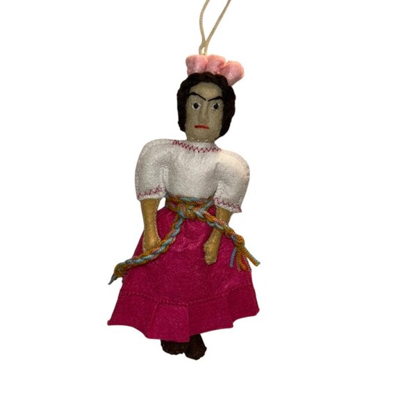 Silk Road Bazaar Frida Khalo HAND MADE artisan Kyrgyzstan DOLL wool ornament - Picture 1 of 3